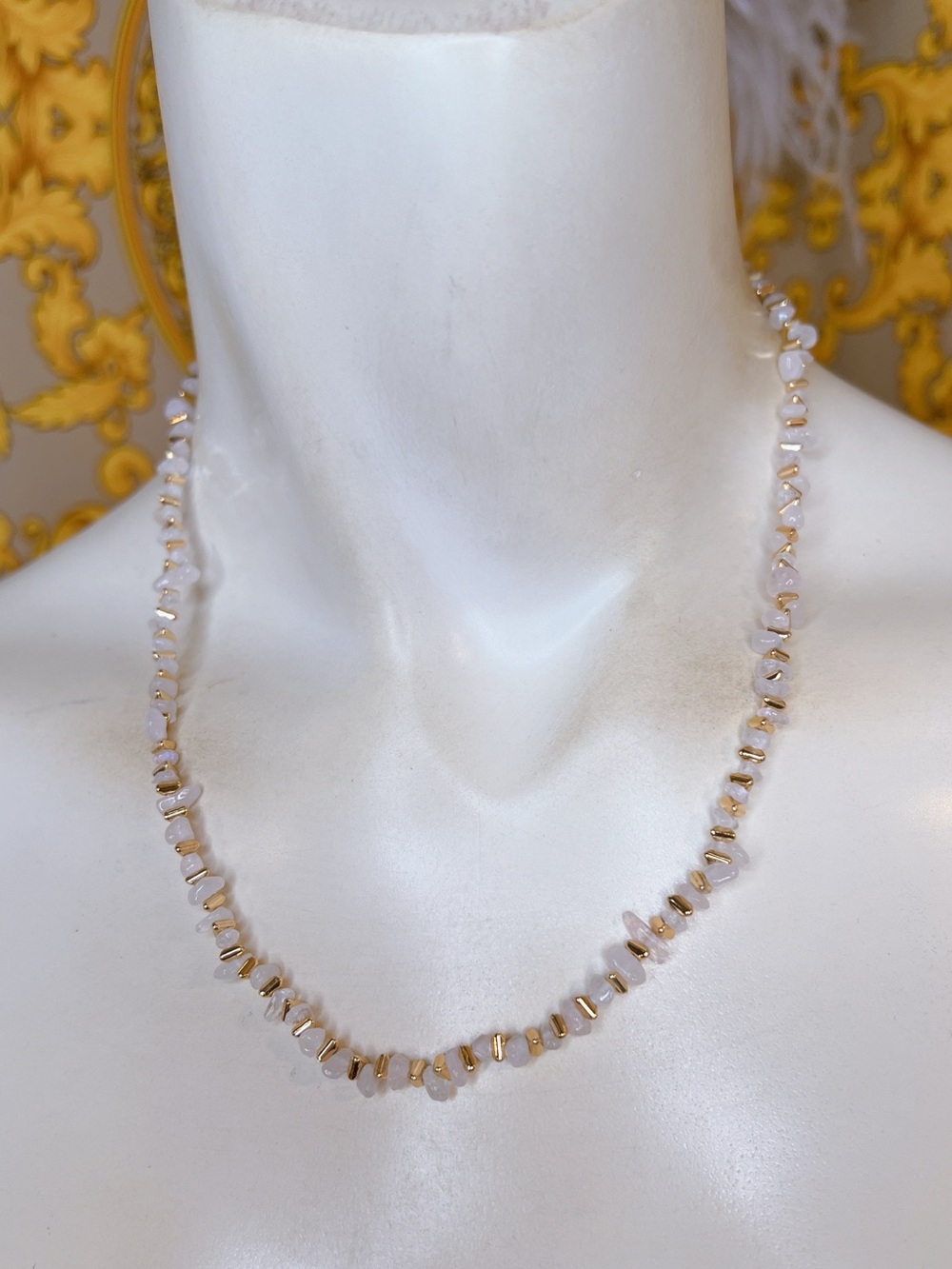 Pink quartz 18k yellow gold filled 16” to 19” necklace gemstone